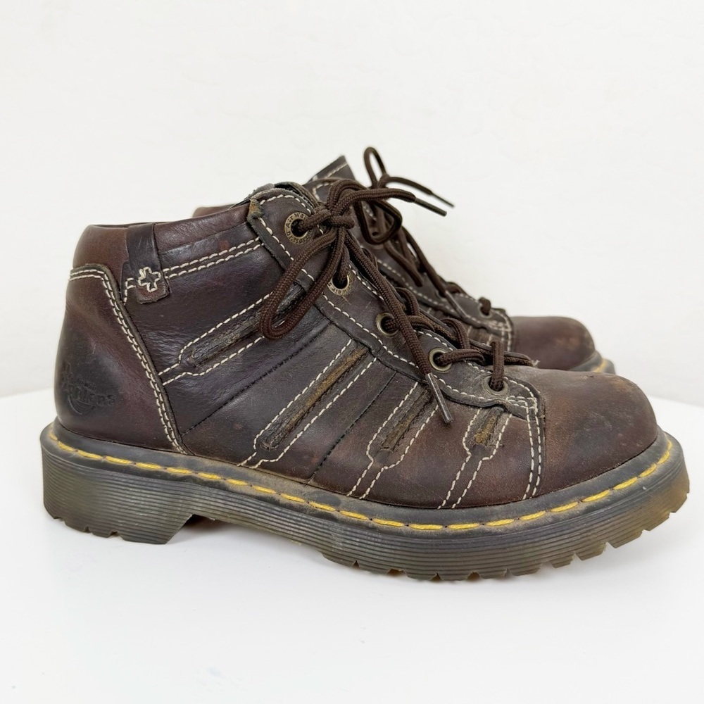 Vintage Dr Martens AW004 Air Ware Brown Leather Combat Sole Boots